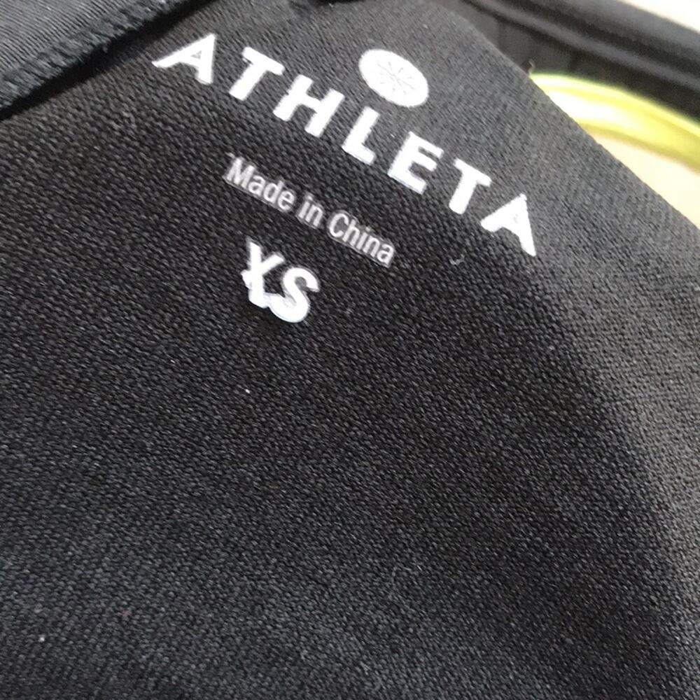 Athleta Torpedo Swim Tankini Top Built in Bra Black White Women's Size XS - Picture 6 of 9